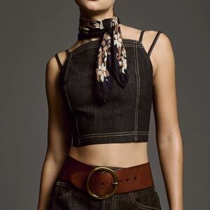 PILCRO LACE UP DENIM APRON TANK  WITH PILCRO PUDDLE SKIRT NWT